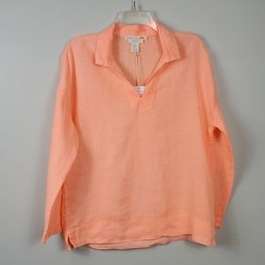 C&C California 100% Linen Peach Boho Shirt NWT S